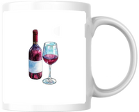 Thumbnail for Watercolor Red Wine Mug | Wine Bottle & Glass Coffee Mug | Wine Lover Gift