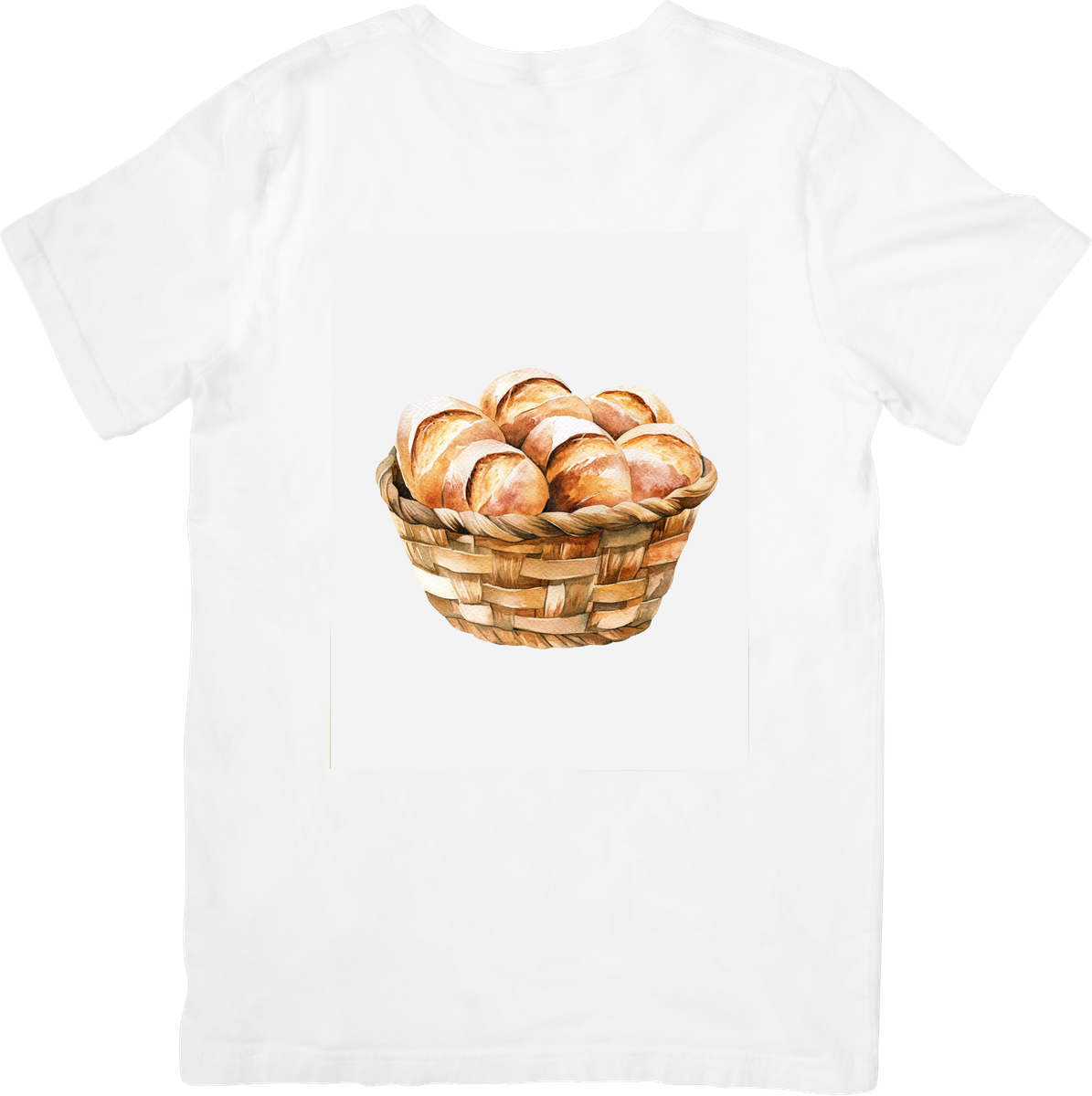 Bread Basket T-Shirt | Watercolor Fresh Rolls Graphic Tee | Baker Foodie Gift