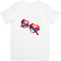 Thumbnail for Heart Sunglasses T-Shirt | Cute Red Heart Shades Graphic Tee | Retro Summer Gift