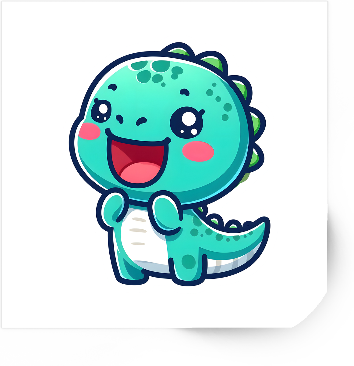 Cute Baby Dinosaur Sticker | Kawaii Green T-Rex Vinyl Decal | Kids Cartoon Gift