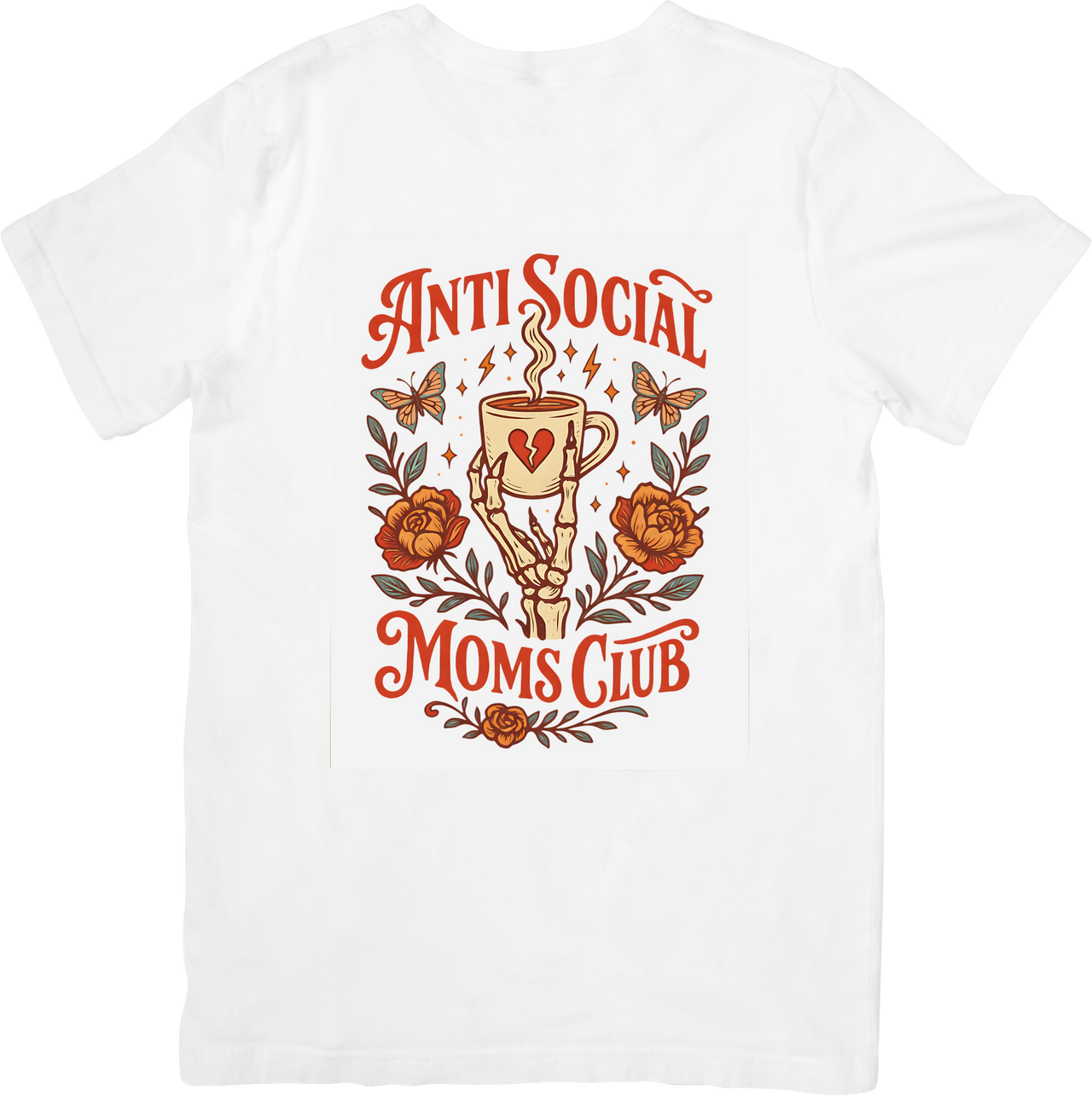 Anti Social Moms Club Coffee T-Shirt | Boho Floral Graphic Tee | Mom Gift