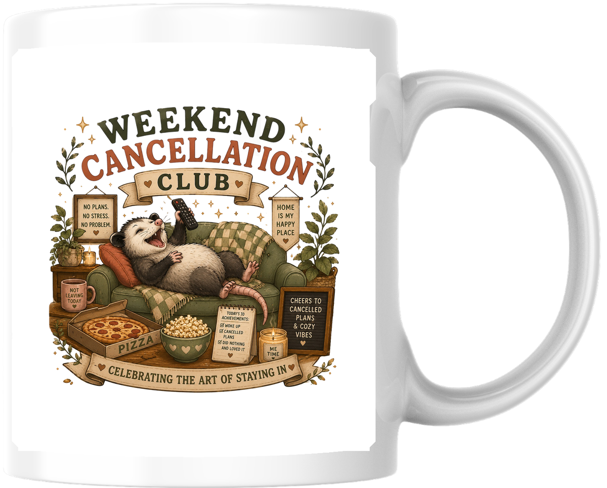 Weekend Cancellation Club Mug | Funny Lazy Sloth Coffee Mug | Cozy Homebody Gift