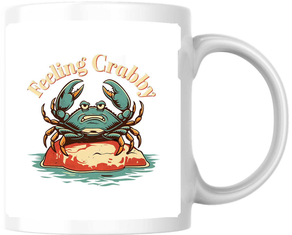 Feeling Crabby Mug | Funny Grumpy Crab Coffee Mug | Beach Humor Gift