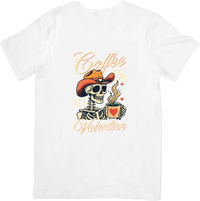 Thumbnail for Coffee Is My Valentine Cowboy Skeleton T-Shirt | Funny Retro Valentines Day Graphic Tee | Coffee Lover Gift