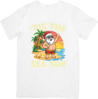 Thumbnail for Tis The Sea-Sun Santa T-Shirt | Funny Beach Christmas Graphic Tee | Summer Holiday Gift