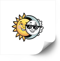 Thumbnail for Sun And Moon Best Friends Sticker | Cute Retro Celestial Vinyl Decal