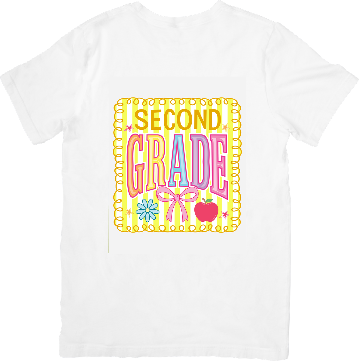 Second Grade Apple T-Shirt | Cute Back to School Graphic Tee | Student Teacher Gift