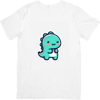 Thumbnail for Cute Baby Dinosaur T-Shirt | Kawaii Teal Dino Graphic Tee | Kids Cartoon Lover Gift