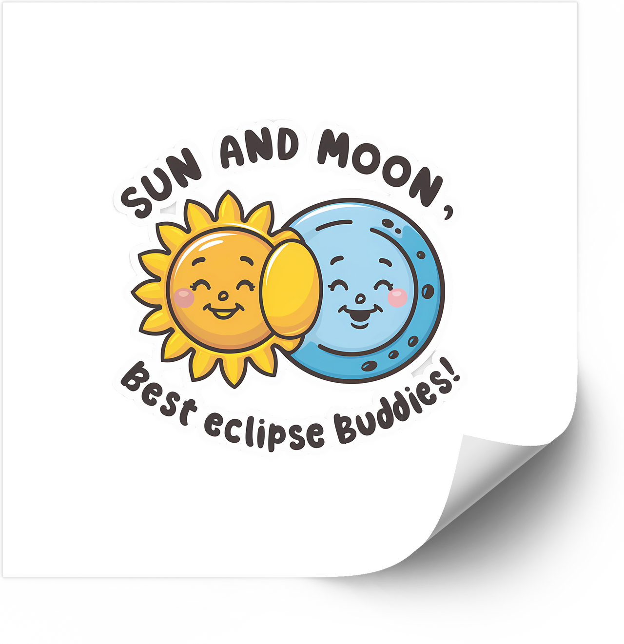 Sun And Moon Eclipse Buddies Sticker | Cute Celestial Christmas Best Friends Vinyl Decal | Holiday Gift