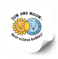 Thumbnail for Sun And Moon Eclipse Buddies Sticker | Cute Celestial Christmas Best Friends Vinyl Decal | Holiday Gift