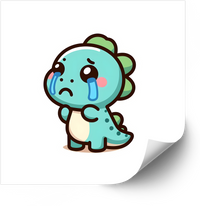 Thumbnail for Sad Baby Dinosaur Sticker | Kawaii Cute Dino Vinyl Decal | Easter Basket Filler