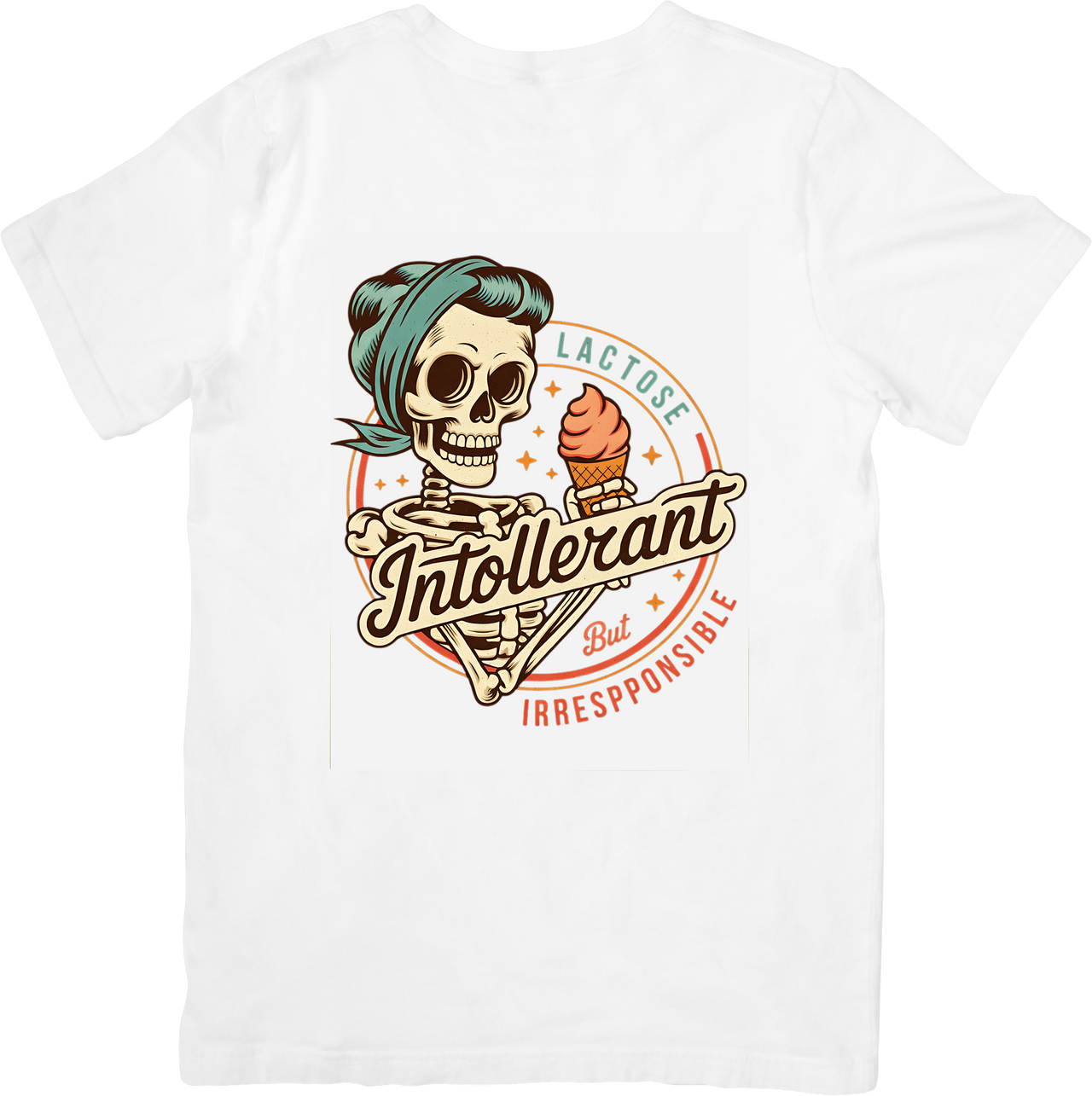 Lactose Intolerant But Irresponsible Skeleton T-Shirt | Funny Retro Graphic Tee