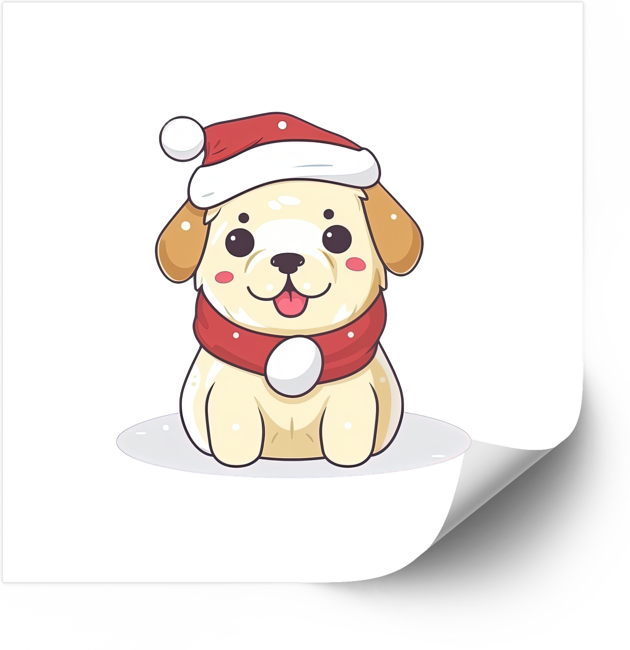 Christmas Puppy Santa Hat Sticker | Kawaii Holiday Dog Vinyl Decal