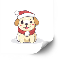 Thumbnail for Christmas Puppy Santa Hat Sticker | Kawaii Holiday Dog Vinyl Decal