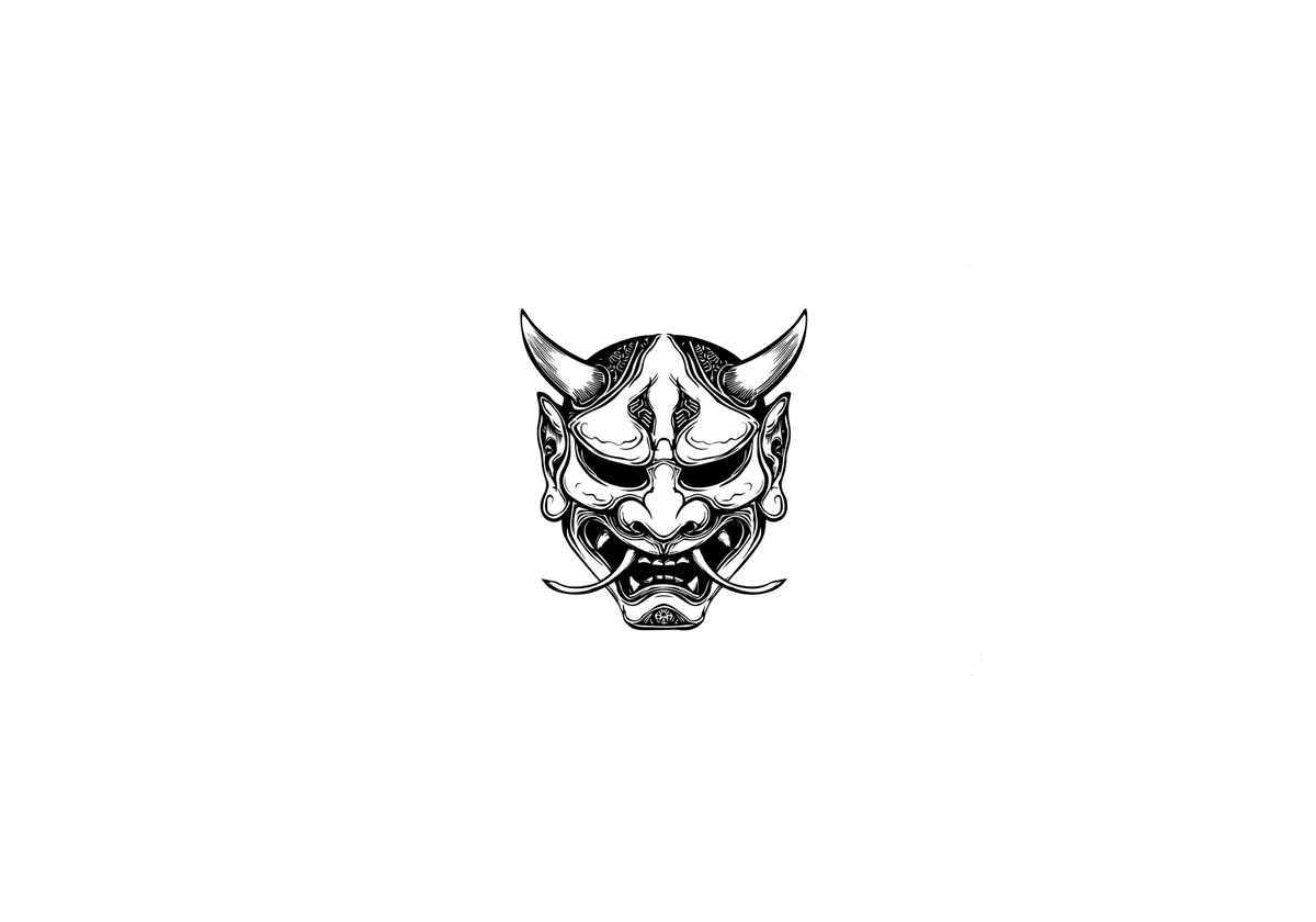 Japanese Hannya Mask Throw Pillow | Black & White Oni Demon Decorative Pillow | Gothic Decor Gift