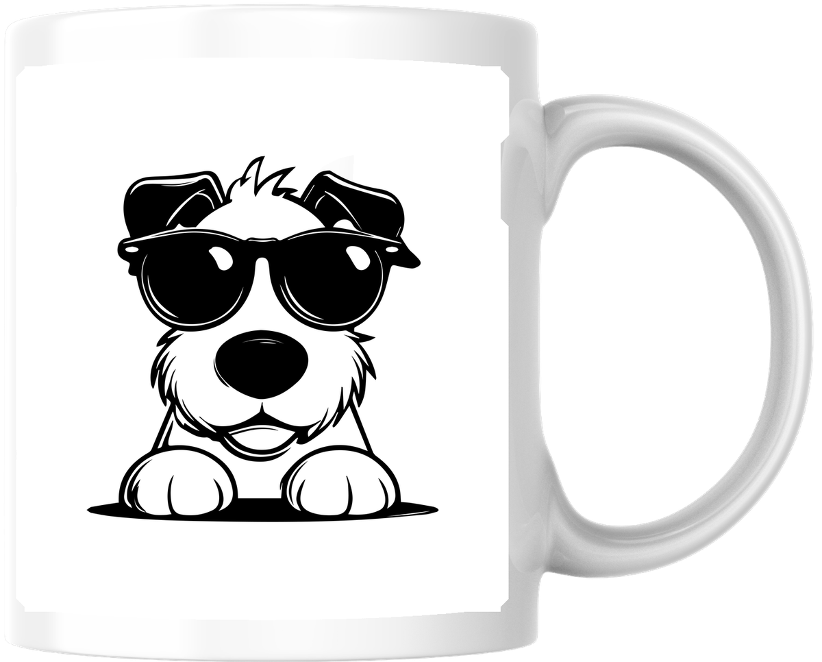 Cool Dog Sunglasses Mug | Peeking Terrier Puppy Coffee Mug | Dog Lover Gift
