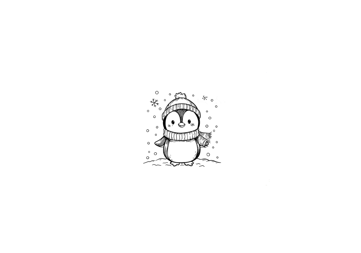 Cute Winter Penguin Throw Pillow | Sketch Snowy Penguin Decorative Pillow | Holiday Kids Gift