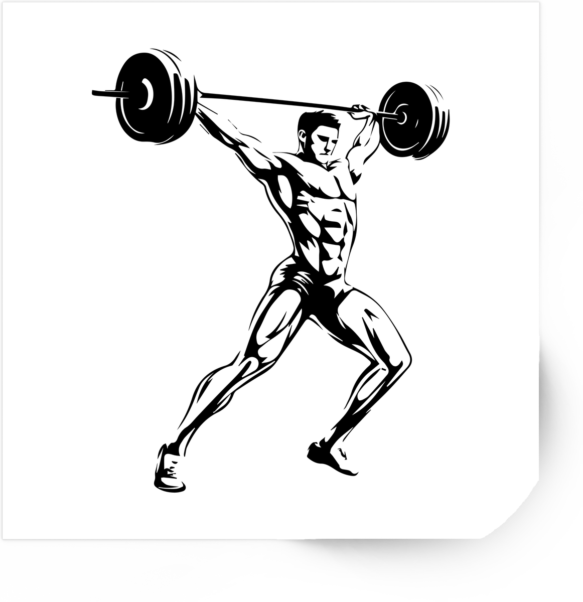 Weightlifter Sticker | Black and White Barbell Athlete Vinyl Decal | Gym Fitness Gift