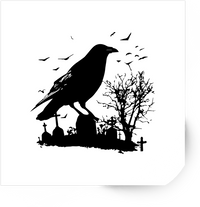 Thumbnail for Gothic Raven Graveyard Sticker | Black Crow Cemetery Vinyl Decal | Spooky Gothic Gift
