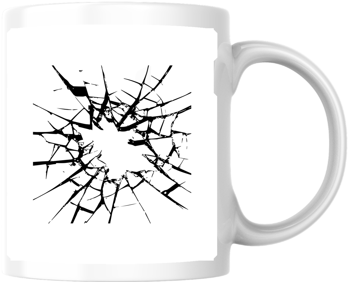 Broken Glass Mug | Funny Shattered Cracked Coffee Mug | Novelty Prank Gift