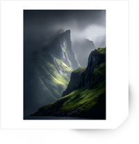 Thumbnail for Misty Mountain Cliffs Sticker | Moody Green Fjord Vinyl Decal | Nature Adventure Gift