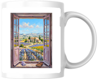 Thumbnail for Tuscan Window Lavender View Mug | Painted Provence Landscape Coffee Mug | Travel Lover Gift