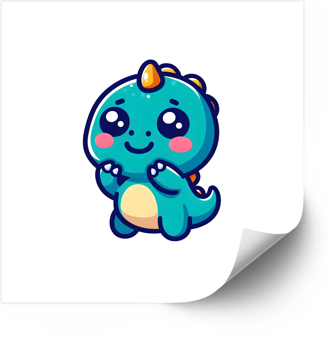 Baby Dino Kawaii Teal Sticker | Cute Kawaii Dinosaur Vinyl Decal