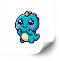 Thumbnail for Baby Dino Kawaii Teal Sticker | Cute Kawaii Dinosaur Vinyl Decal