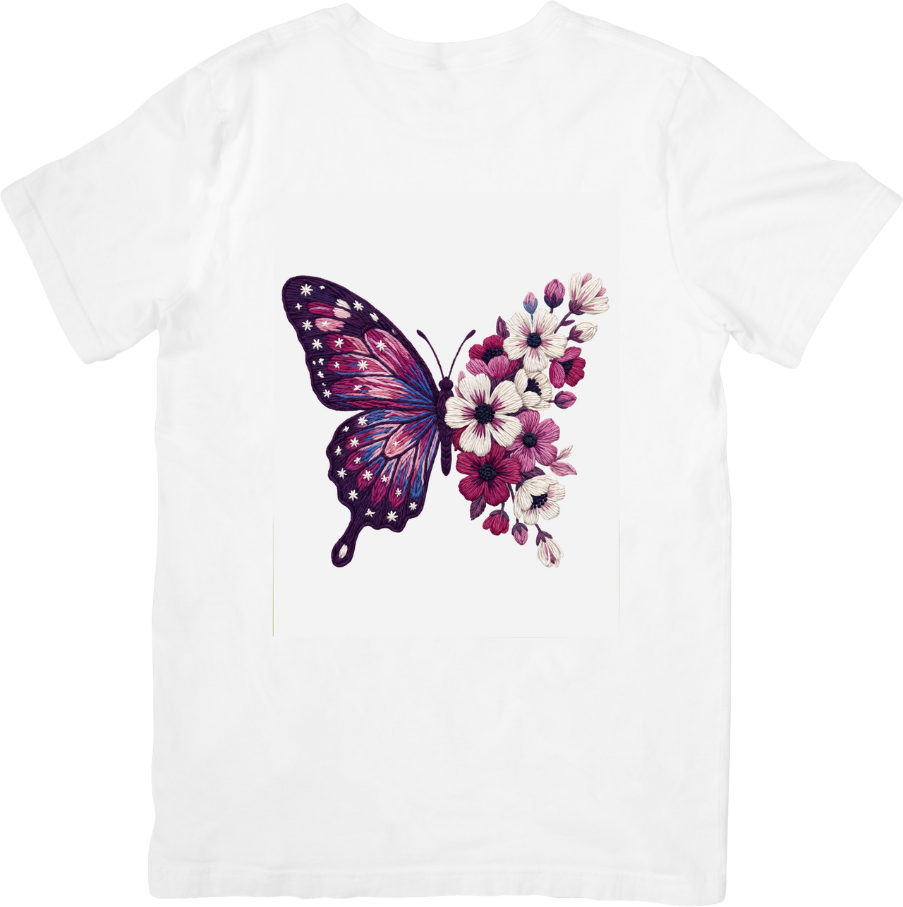 Purple Floral Butterfly T-Shirt | Boho Feminine Floral Graphic Tee | Nature Lover Gift