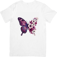 Thumbnail for Purple Floral Butterfly T-Shirt | Boho Feminine Floral Graphic Tee | Nature Lover Gift