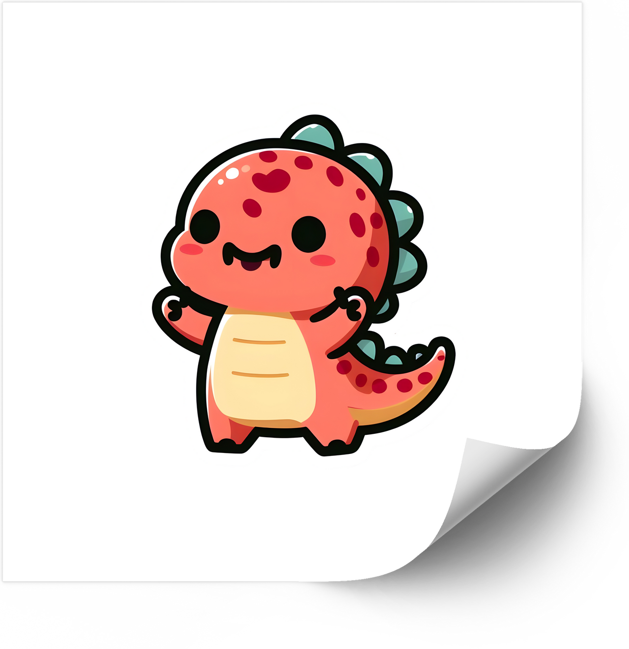 Happy Red Dinosaur Kawaii Sticker | Cute Kawaii Dino Vinyl Decal