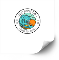 Thumbnail for Enjoy Summer Time Beach Is Calling Surfer Sticker | Retro Tropical Fourth of July Vinyl Decal | Beach Gift