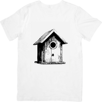 Thumbnail for Rustic Birdhouse T-Shirt | Vintage Sketch Wooden Bird House Graphic Tee | Nature Garden Gift