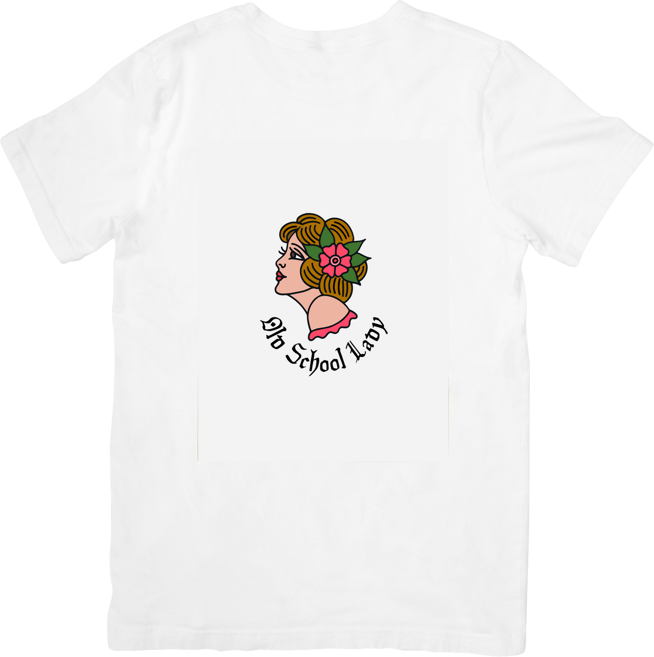 Old School Lady Tattoo Portrait T-Shirt | Vintage Retro Pin-Up Graphic Tee