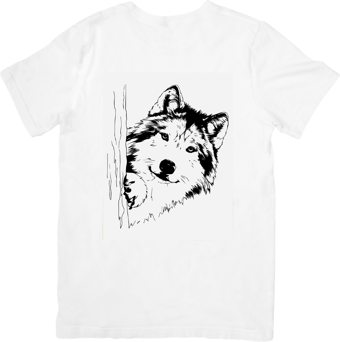 Wolf Portrait T-Shirt | Black & White Ink Wolf Graphic Tee | Wildlife Nature Lover Gift