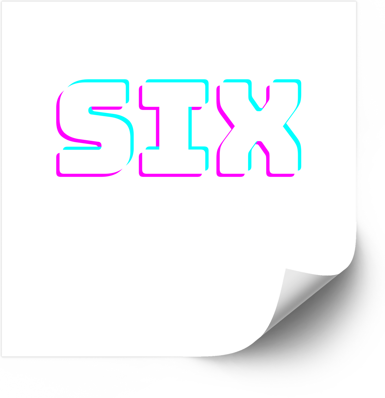 Six Neon Text Sticker | Y2K Bold Halloween Typography Vinyl Decal | Retro Gift