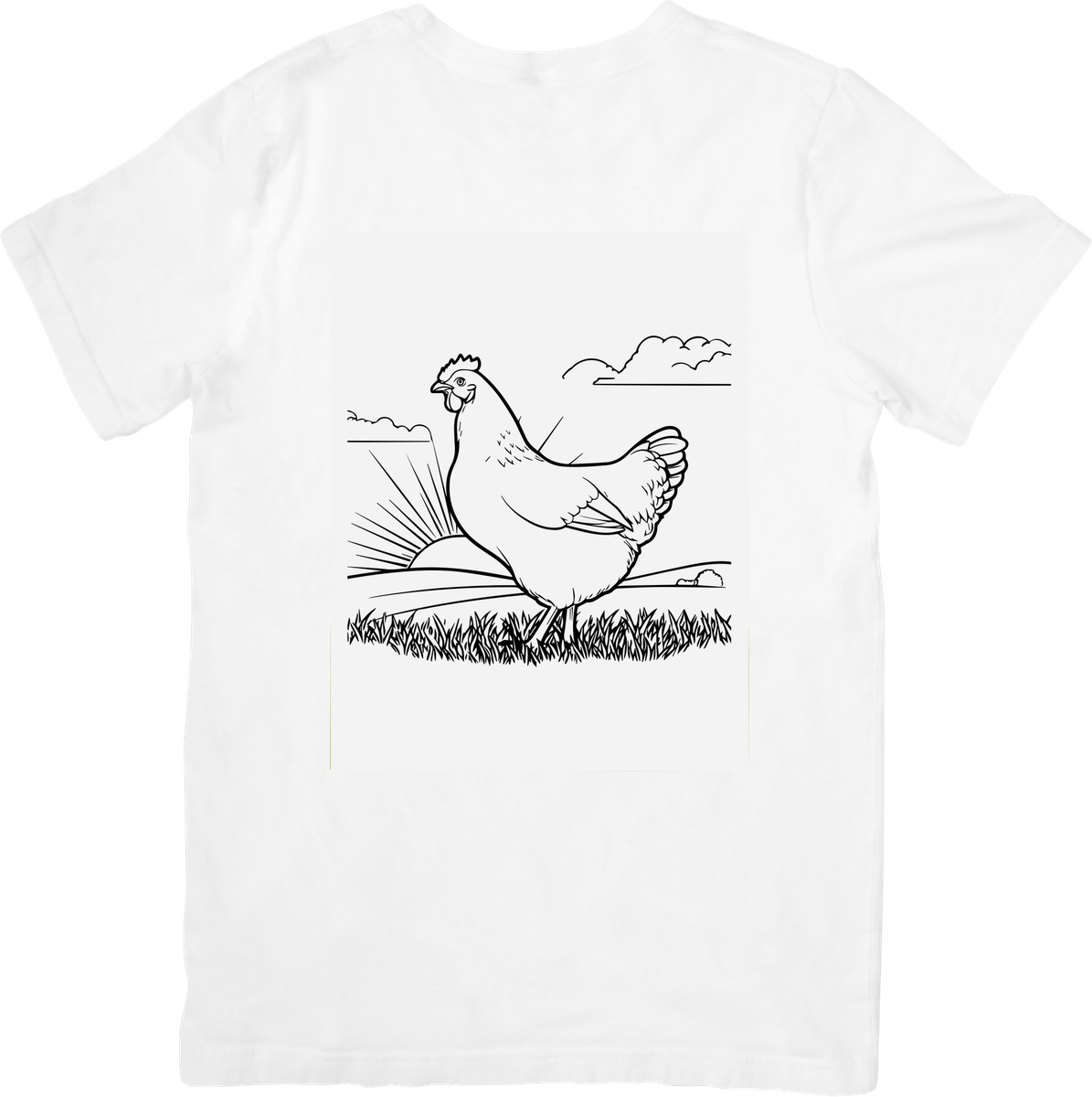 Hen Chicken Sunrise T-Shirt | Minimalist Line Art Farm Graphic Tee | Farmer Country Gift