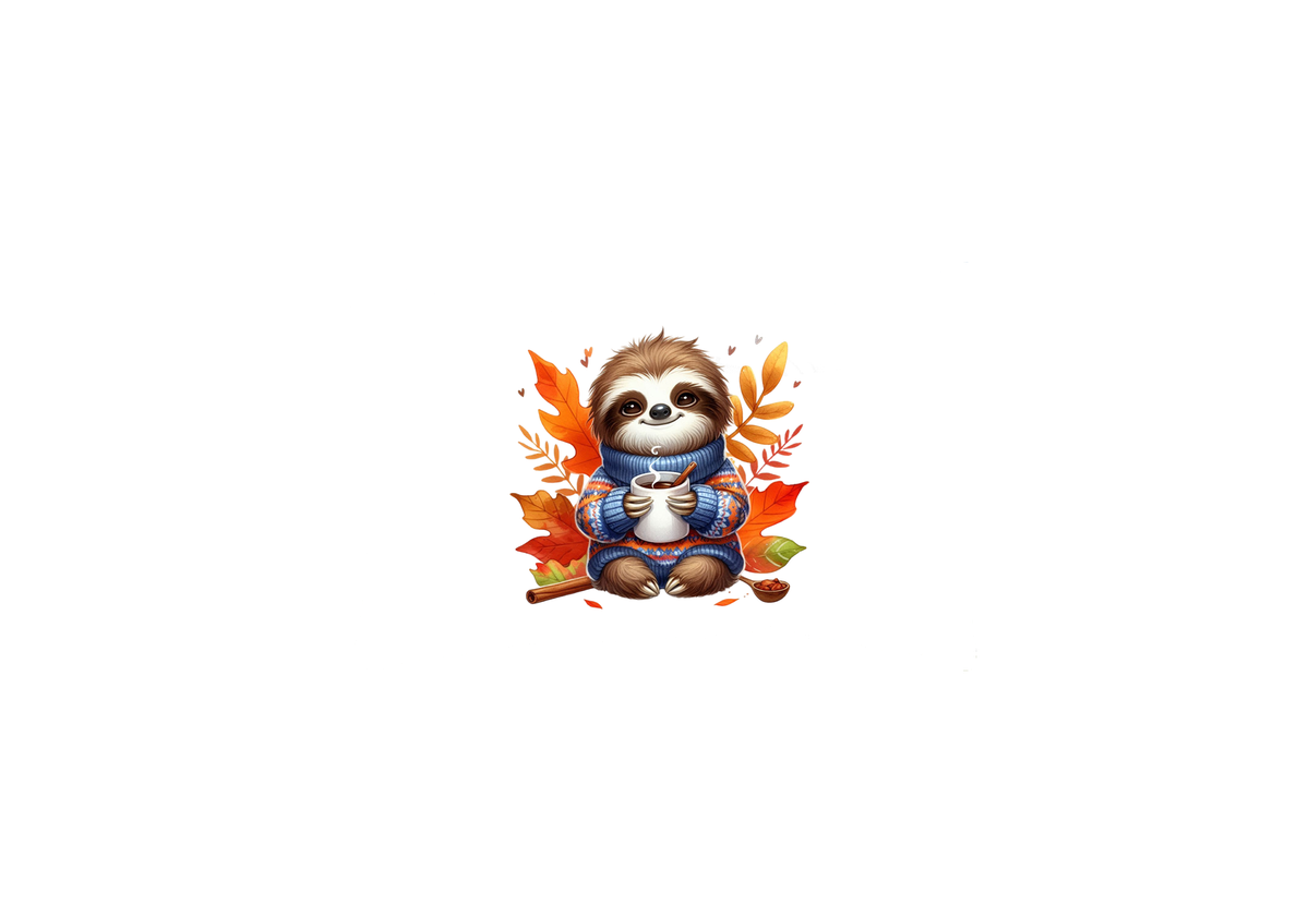 Cozy Sloth in Sweater Throw Pillow | Cute Autumn Fall Leaves Decorative Pillow | Kids Room Gift
