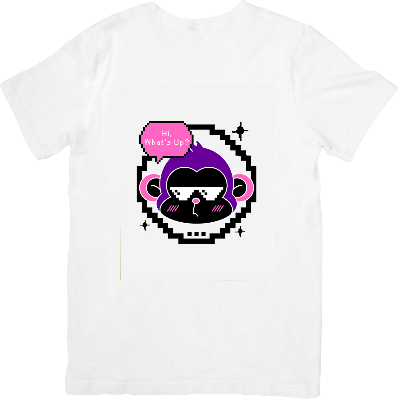 Pixel Monkey Hi What's Up T-Shirt | Funny Y2K Retro Graphic Tee