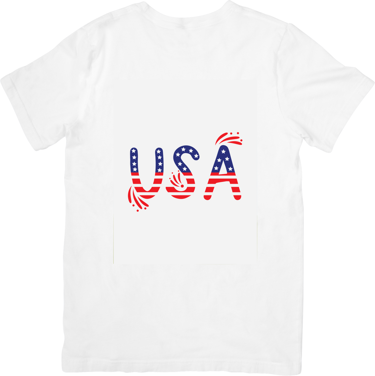USA Patriotic Fireworks T-Shirt | American Flag Letters Fourth of July Graphic Tee | Independence Day Gift