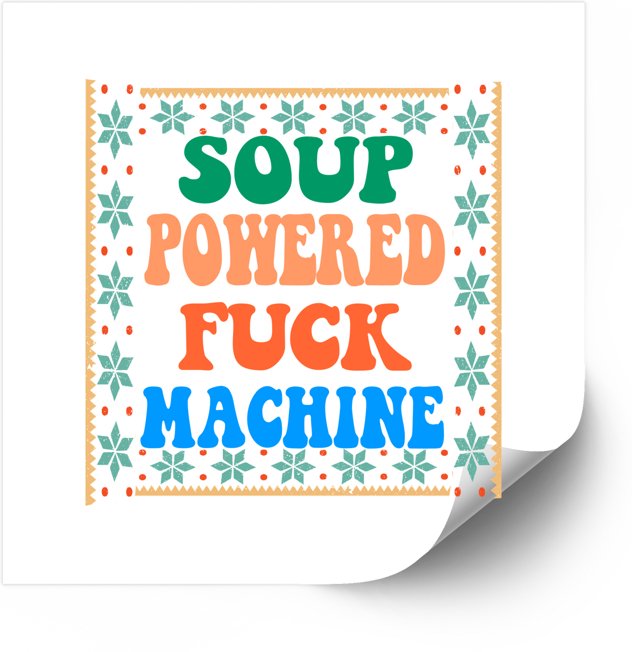 Soup Powered Machine Sticker | Funny Retro Groovy Vinyl Decal