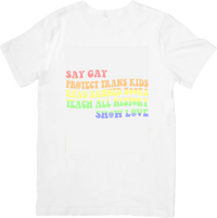 Thumbnail for Say Gay Protect Trans Kids Rainbow T-Shirt | Colorful Pride Holiday Graphic Tee | LGBTQ Gift