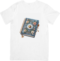 Thumbnail for Daisy Floral Journal T-Shirt | Boho Embellished Notebook Graphic Tee | Stationery Lover Gift