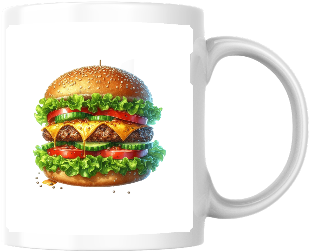 Loaded Cheeseburger Mug | Realistic Juicy Burger Coffee Mug | Foodie Burger Lover Gift