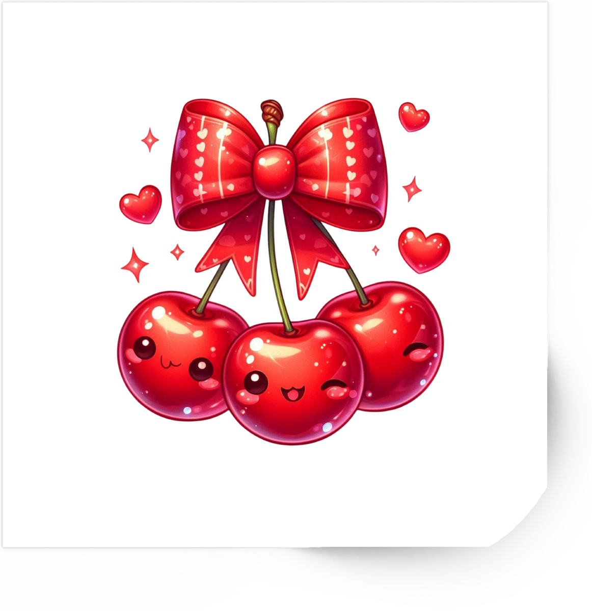 Kawaii Cherries Sticker | Cute Red Bow Cherry Vinyl Decal | Coquette Fruit Gift