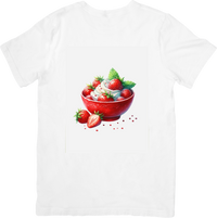 Thumbnail for Strawberries and Cream Bowl T-Shirt | Watercolor Sweet Dessert Graphic Tee | Foodie Summer Gift