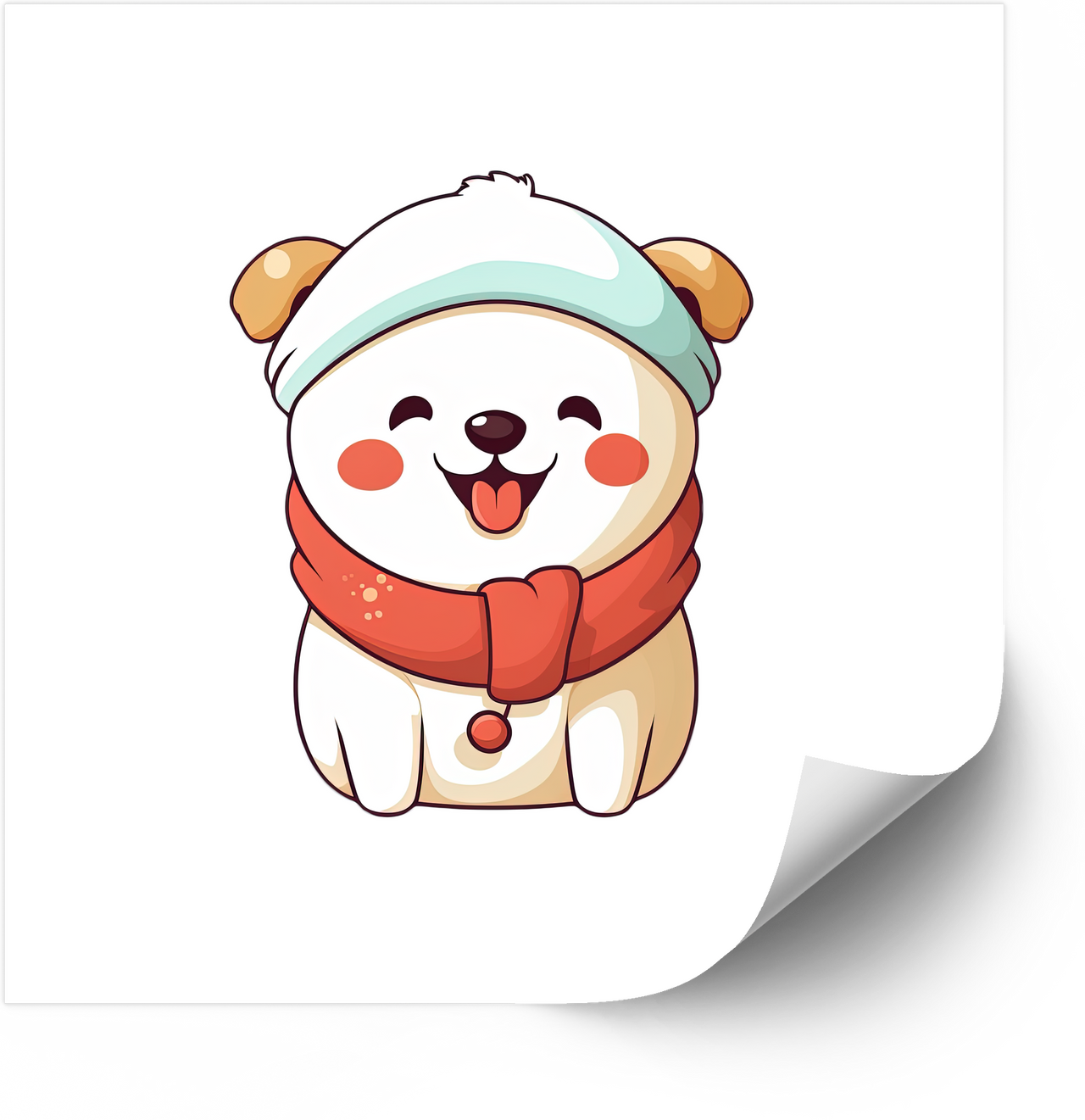Kawaii Bear Winter Scarf Sticker | Cute Christmas Holiday Vinyl Decal | Stocking Stuffer Gift