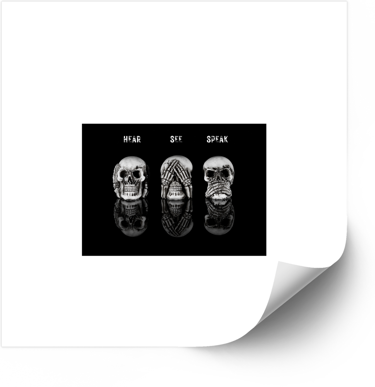 Hear See Speak No Evil Skulls Sticker | Minimalist Dark Gothic Vinyl Decal