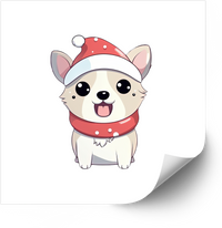 Thumbnail for Christmas Corgi Puppy Sticker | Kawaii Holiday Dog Vinyl Decal | Christmas Stocking Stuffer