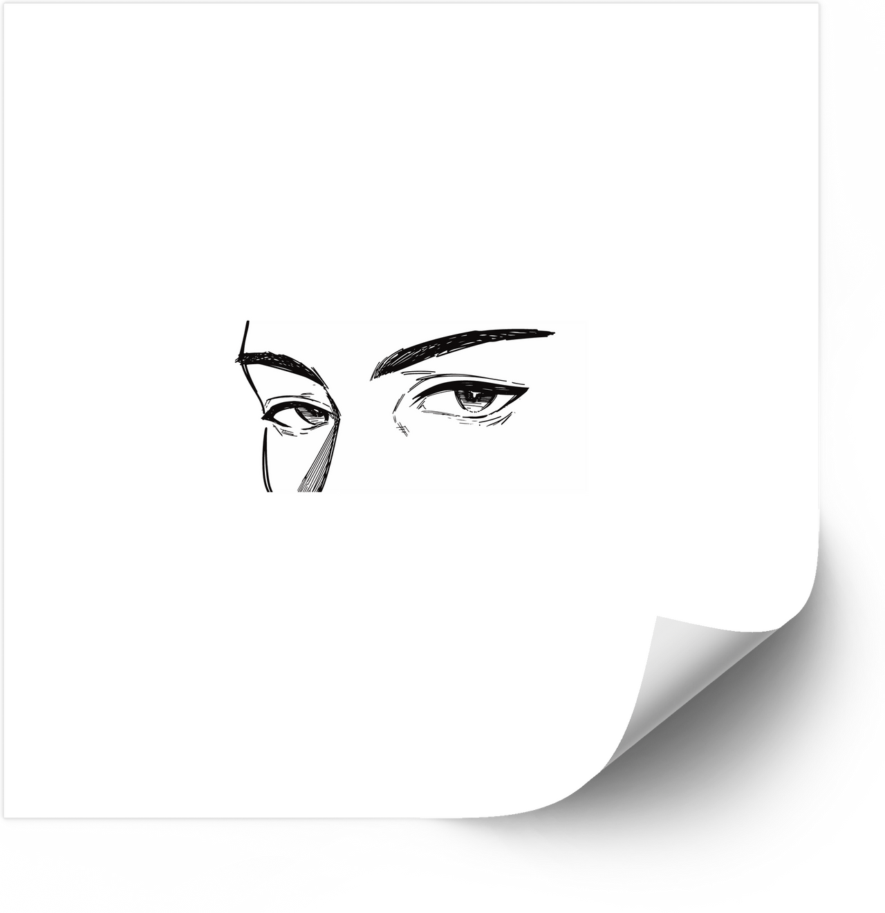 Intense Gaze Eyes Sketch Sticker | Minimalist Anime Line Art Vinyl Decal